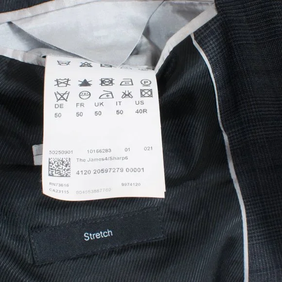 [SOLD] Hugo Boss 40R Modern Fit Wool Gray Check Single Breasted suit. - Picture 6 of 12